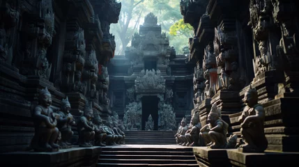 Foto op Canvas An ancient temple with intricate carvings and statues. © Jafger