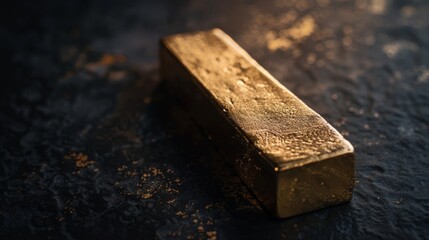 close-up of a gold bar ingot on black background