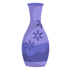 Ceramic Vase Illustration on White Background. with Floral and Abstract Pattern. Isolated Vector