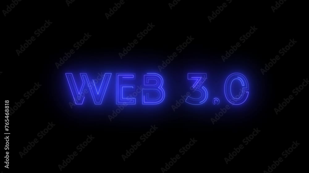 Poster abstract neon web 3.0 text technology wave background 4k animation
