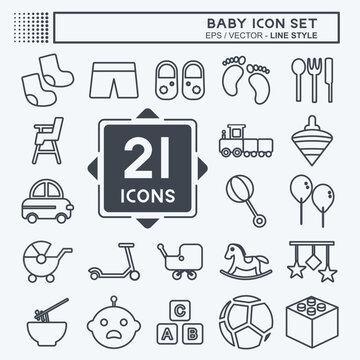 Baby Icon Set. suitable for Education symbol. line style. simple design editable. design template vector. simple symbol illustration