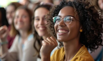 Obraz premium Three diverse and happy women posing for a photo