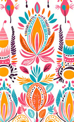 vector illustration, Hand drawn abstract ethnic seamless pattern, simple style, colorful ethnic patterns, banners, wallpapers, packaging, smartphone background