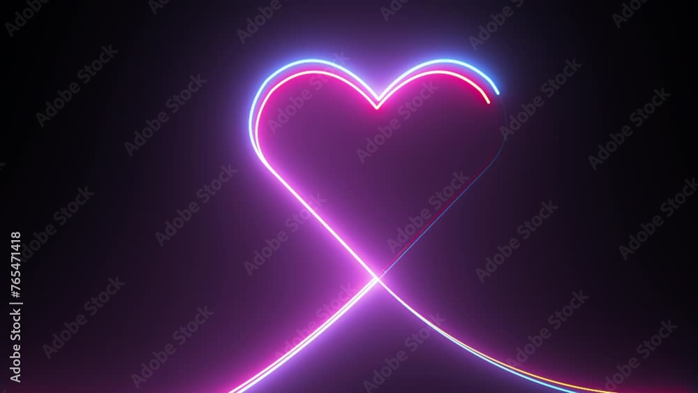 Poster abstract neon heart. computer generated 3d render