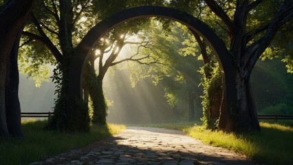 tree archway, pathway, forest, path