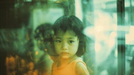Subdued Dreams: A child's presence is subdued by the blur of labor, dimming their dreams. - obrazy, fototapety, plakaty