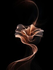 Rose wave on a black background, in the style of futuristic spacescapes