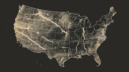 minimalistic US map illustration - obrazy, fototapety, plakaty