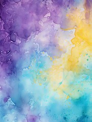Silver and yellow watercolour splatter background, purple yellow