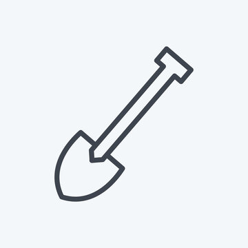 Icon Hand Shovel. suitable for garden symbol. line style. simple design editable. design template vector. simple symbol illustration