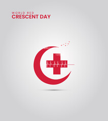 World red crescent day, red cross concept design for poster, banner, 3D Illustration