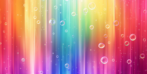 abstract colorful background in stripes with floating bubbles