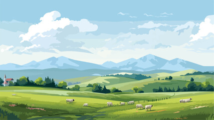 Fototapeta na wymiar A serene countryside scene with rolling hills
