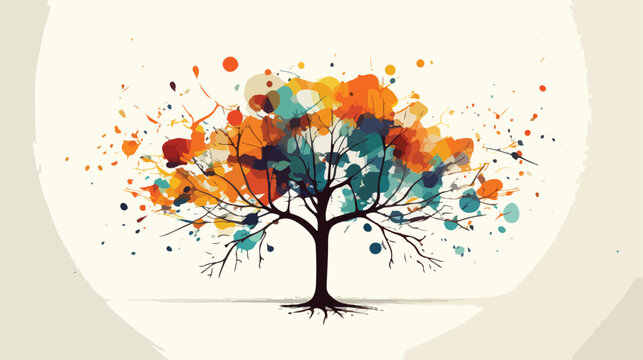 Abstract tree on grunge paper for your design flat vector