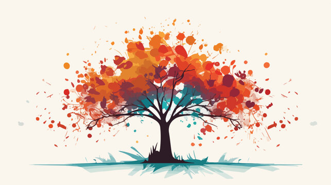 Abstract tree on grunge paper for your design flat vector
