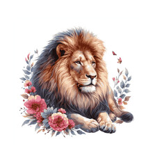 Lion Artwork watercolor , Wildlife Watercolor, Majestic Lion painting