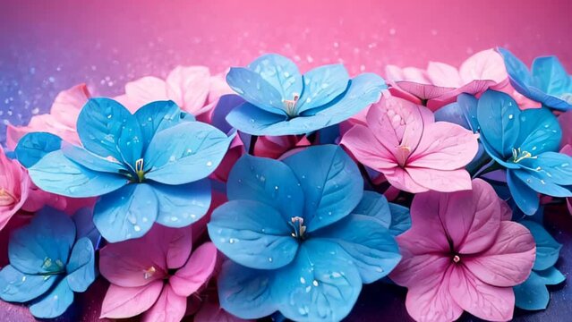 Beautiful hydrangeas on pink background