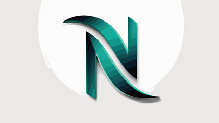 Alphabet letter n black green for company logo icon