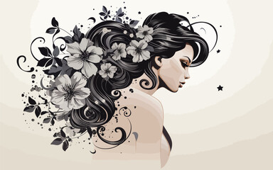 Vector hand drawn characters flowers