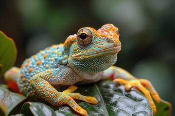 Obraz premium Close Up of Frog on Leaf