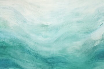 Fototapeta na wymiar Teal and white painting with abstract wave patterns