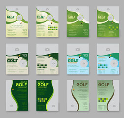 A set of Golf Tournament Flyer design Template, Golf tournament double side or page flyer template Bundle