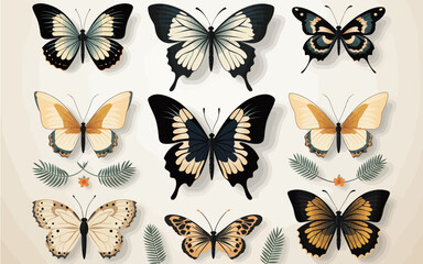 Vector colorful butterfly art material