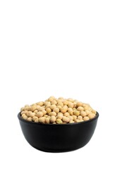Dry Pea in a Black Bowl Isolated on White Background with Copy Space in Vertical Orientation
