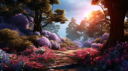 Fantasy fabulous wide panoramic photo background 