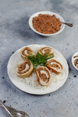 Lyavangi or Lavangi with Roast Chicken with Rice.Azerbaijan cuisine.