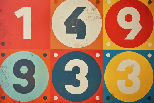 Number bullet points retro circles 1 to 10 .
