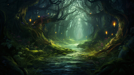 Feywild magical forest dungeons and dragons  - obrazy, fototapety, plakaty