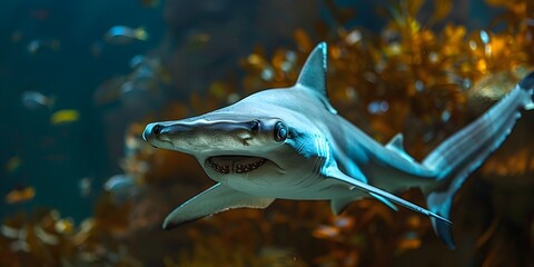 Hammerhead Shark as the Headmaster of the Ocean's Most Prestigious School,Teaching the Secrets of the Underwater World - obrazy, fototapety, plakaty
