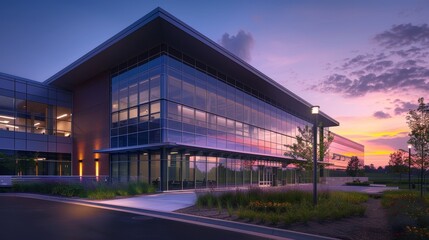 Obraz premium Twilight Tranquility A Stunning Corporate Oasis at Dusk