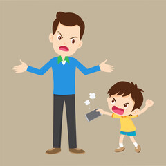 parent angry scold to kid addicted phone