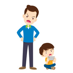 parent angry scold to kid addicted phone