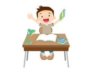 student sitting on desk working for homework 2