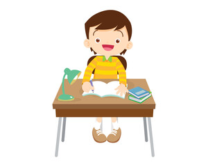 student sitting on desk working for homework 2