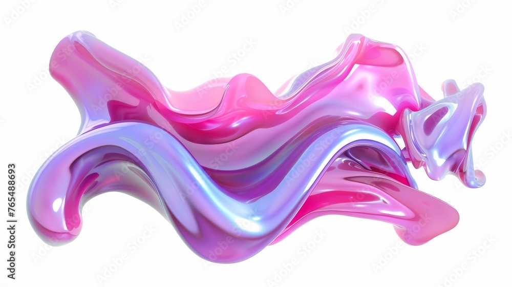 Poster three-dimensional shapes of slime liquid in y2k style isolated on a white background. render of 3d p