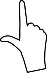 Finger pointing hand gesture. Line vector illustration
