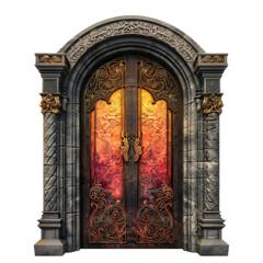 Beautiful fantasy door isolated on transparent background