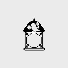 Lantern Calligraphy : Shapes Cutting work, black lantern transparent isolated on white background.