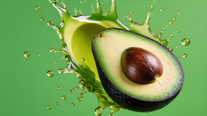 Avocado on a green background in a section