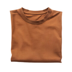 brown folded t shirt isolated on transparent background