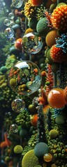 Fototapeta premium Elevate the concept of ecosystems through a visually captivating design featuring balls as artistic representations Use a tilted angle 