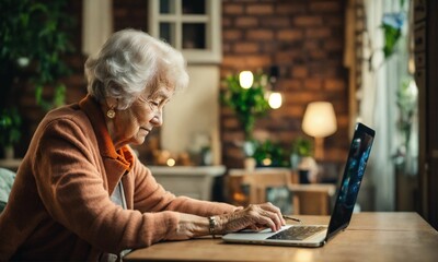 senior woman working on laptop