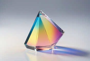 a macro photograph of a crystal prism, abstract shape isolated on a transparent background colourful background
