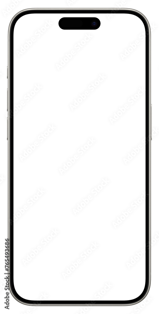 Poster apple iphone 16 pro smartphone mockup with blank transparent screen in realistic, line style. mobile