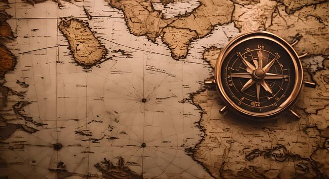 Old map with a compass.
