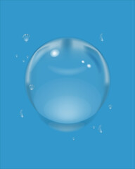 Clean eco-friendly water splashes in the form of big and small drops. Vector illustration